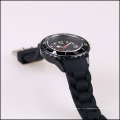 Montres à quartz en dentelle rotatives style bezel japan movt, montre femme noire